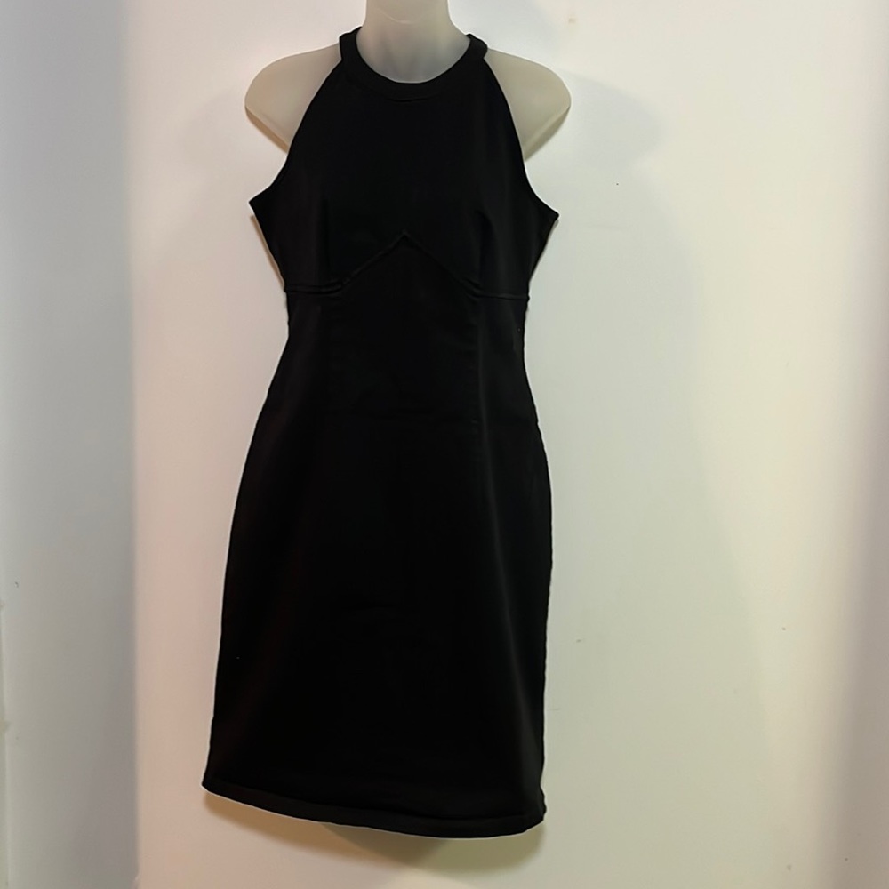 Harve Benard Vintage Little Black Dress Cotton Spandex Halter Sheath Mini Dress